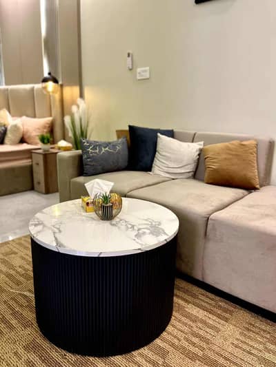 Furnished 1-Bed Apartment, Nishtar Block living space view - APR-11