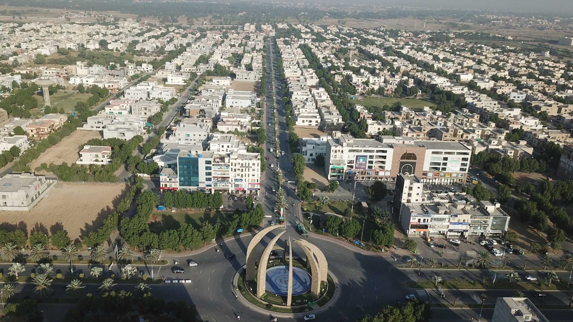 Aerial view of Bahria Town Lahore sectors