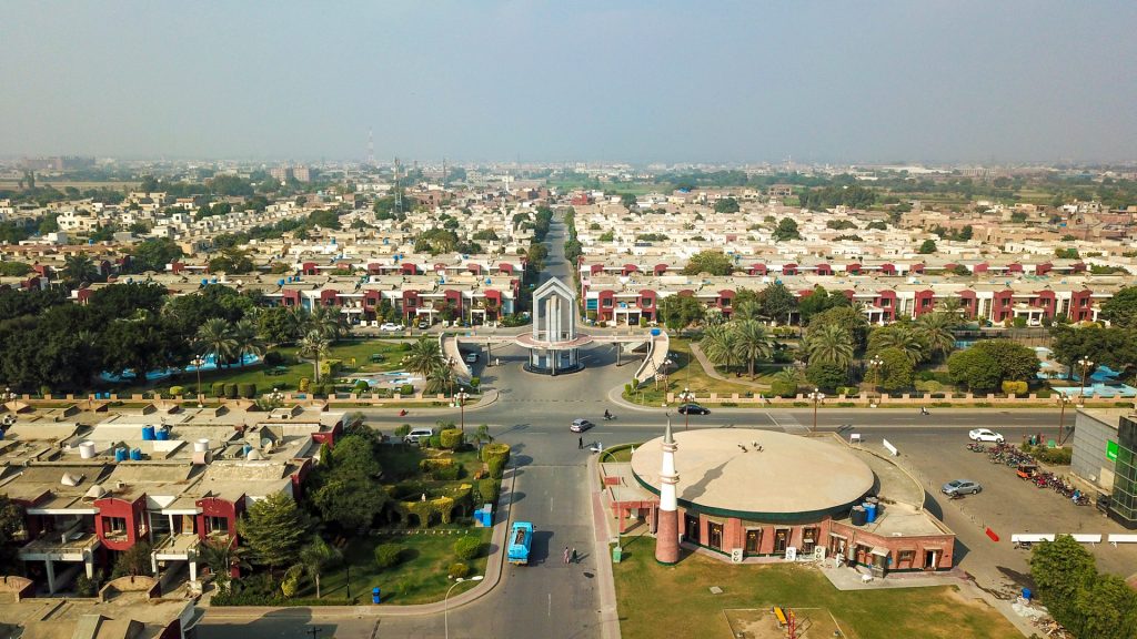 Sector gateway aerial in Bahria Town Lahore