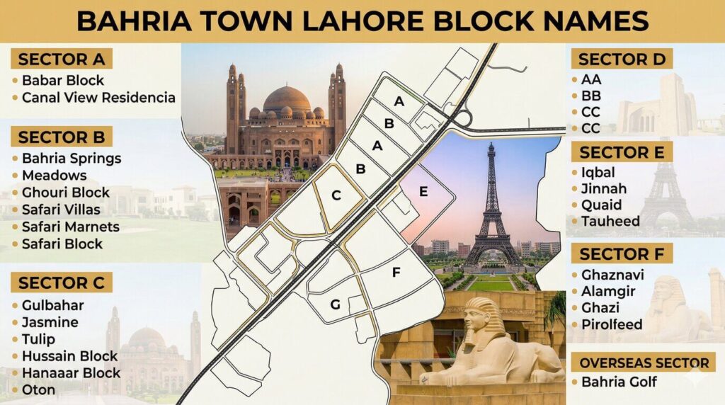 Bahria Town Lahore Block Names